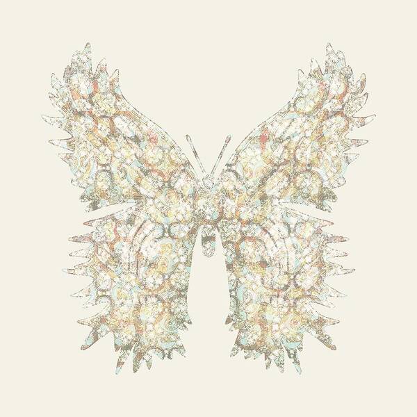 Butterflies Art Print featuring the digital art Cabbage Crackle White by Deborah Runham