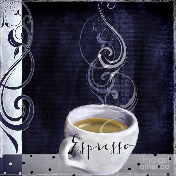 Espresso Art Print featuring the painting Cafe Blue IV by Mindy Sommers