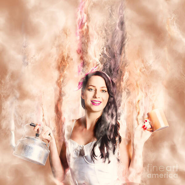 Imagine Art Print featuring the photograph Caffeine high pin up girl by Jorgo Photography