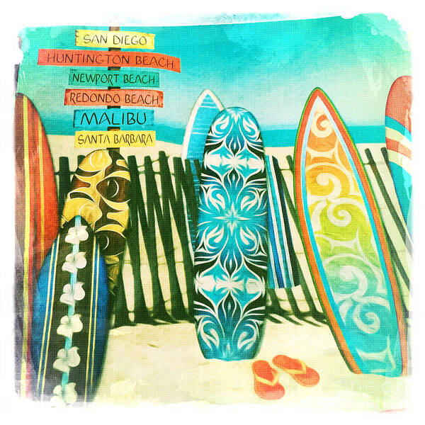 California Surfboards Art Print featuring the photograph California Surfboards by Nina Prommer