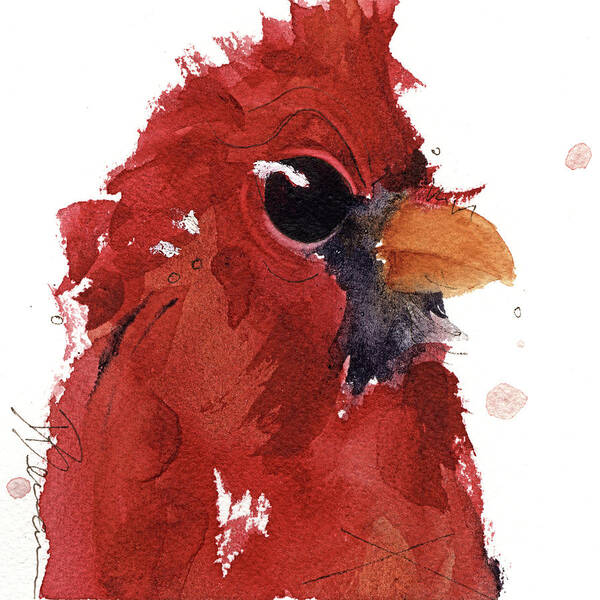 Cardinal Art Print featuring the painting Cardinal by Dawn Derman