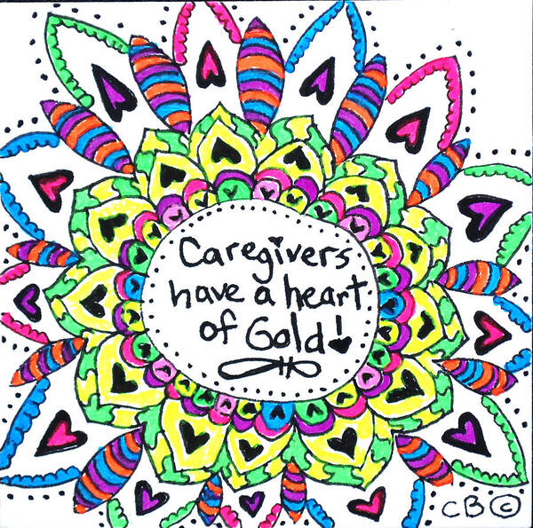 Caregiver Art Print featuring the drawing Caregiver Flower by Carole Brecht