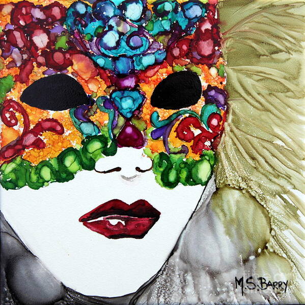 This Painting Was Done In Alcohol Inks On Ceramic Tile. This Vibrant Piece Will Light Up Any Room Art Print featuring the painting Carnival by Maria Barry