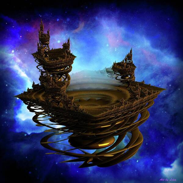 Castle In The Sky Art Print featuring the digital art Castle in the space by Lilia S