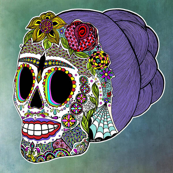 Frida Art Print featuring the digital art Catrina Sugar Skull by Tammy Wetzel