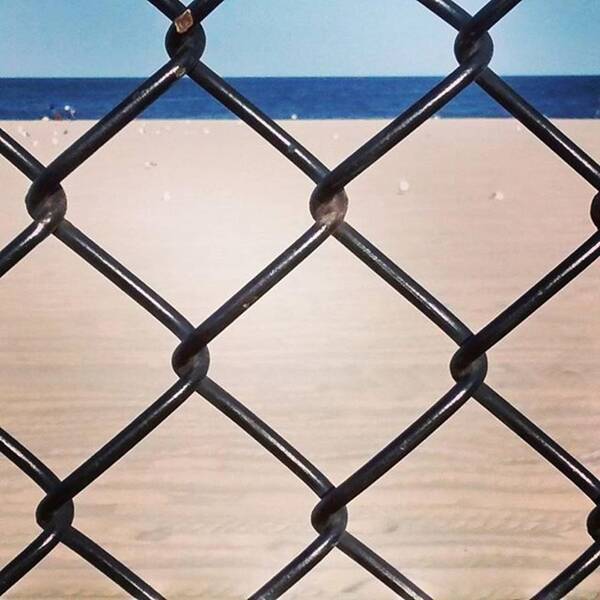 Fence Art Print featuring the photograph Chain Fence At The Beach by Colleen Kammerer