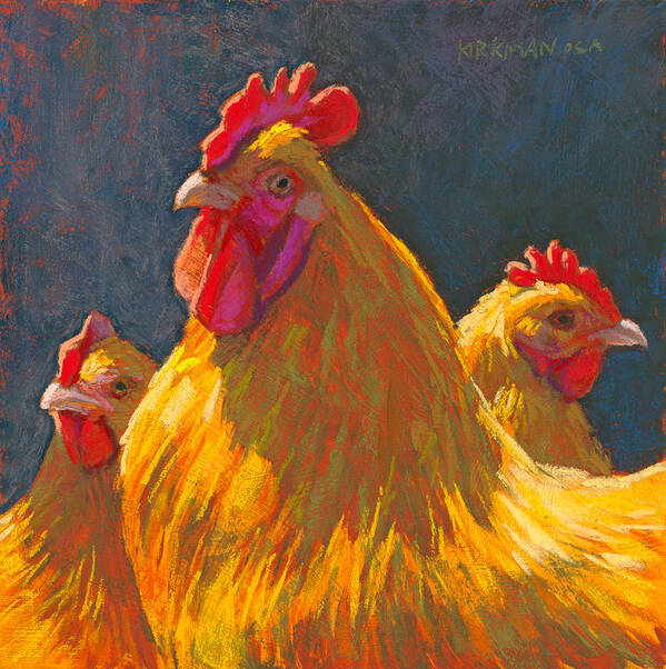 Rita Kirkman Art Print featuring the pastel Charlie's Chickens by Rita Kirkman