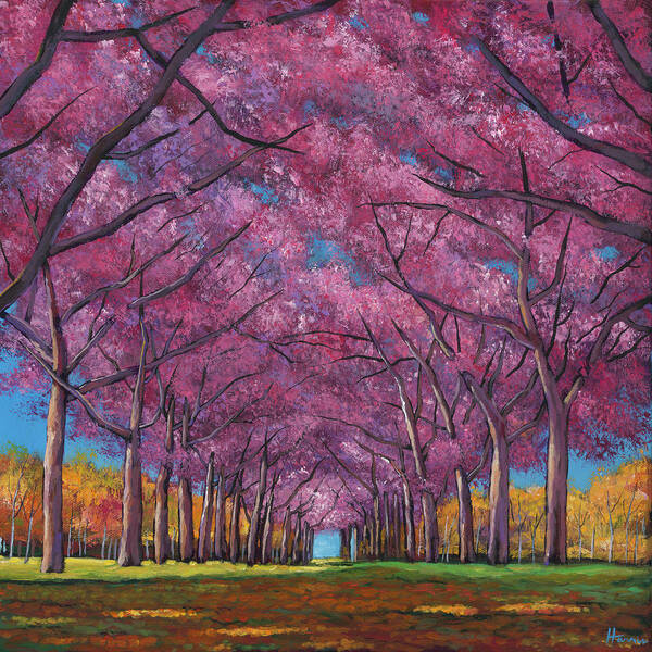 Contemporary Landscape Art Print featuring the painting Cherry Lane by Johnathan Harris