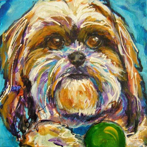 Dogs Art Print featuring the painting Chewie by Judy Rogan