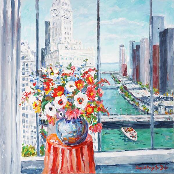 Flowers Art Print featuring the painting Chicago River by Ingrid Dohm