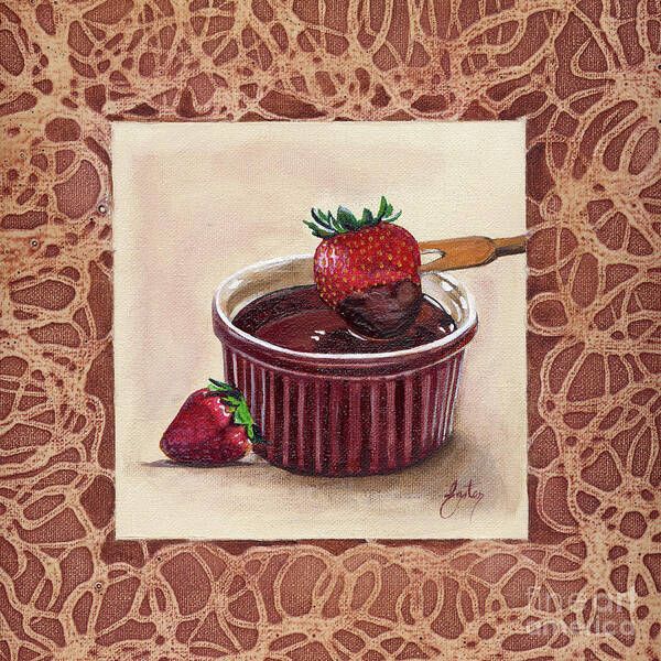 Acrylic Painting Art Print featuring the painting Chocolate Dipped Strawberries by Daniela Easter