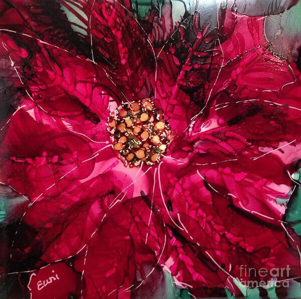 Flower Art Print featuring the painting Christmas Sparkle by Eunice Warfel