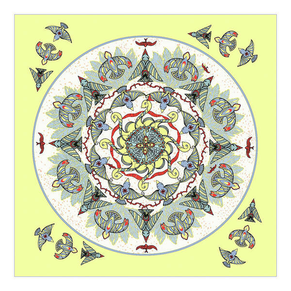 Artistic Art Print featuring the drawing Circle of Birds by Deborah Smith