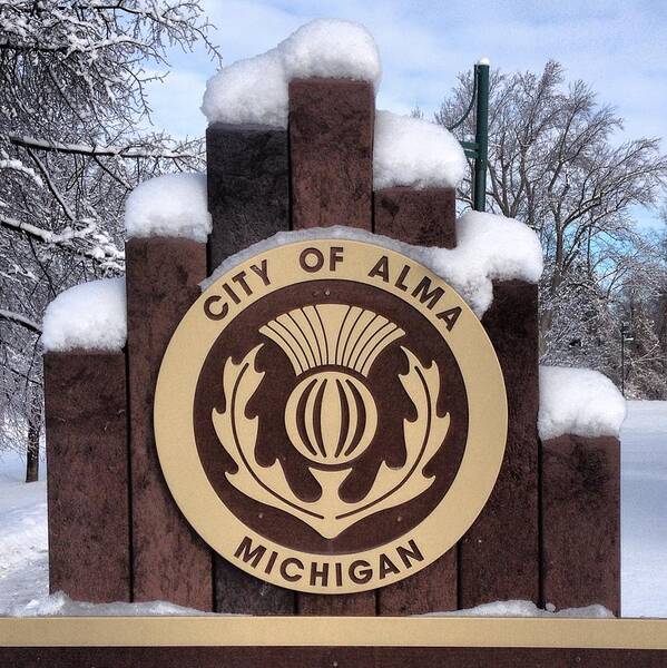 Alma Art Print featuring the photograph City of Alma Michigan Snow by Chris Brown