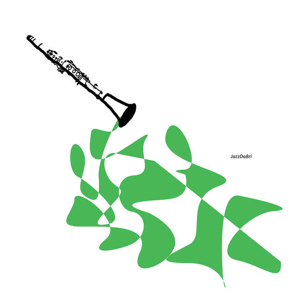 Clarinet Teacher Art Print featuring the digital art Clarinet in Green by David Bridburg