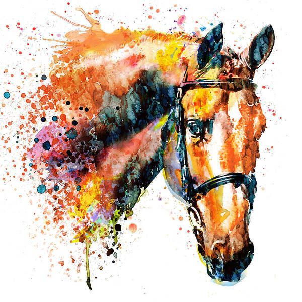 Marian Voicu Art Print featuring the painting Colorful Horse Head by Marian Voicu