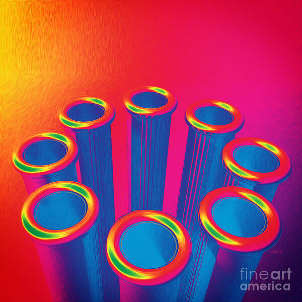 Pop Art Art Print featuring the digital art Colorful Pop Art Cylinders by Phil Perkins