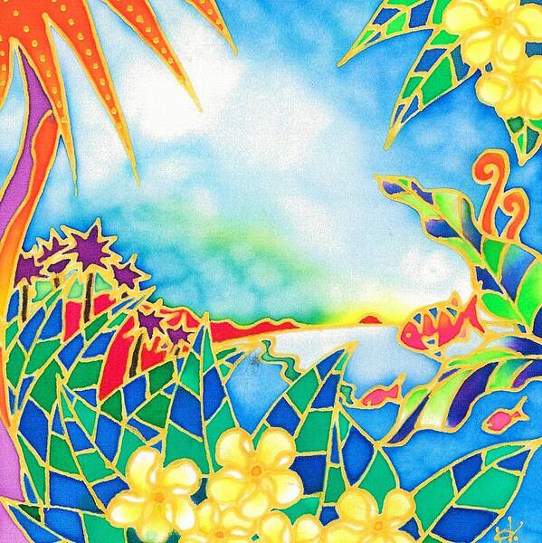 Tropics Art Print featuring the painting Colorful tropics 1 by Hisayo OHTA