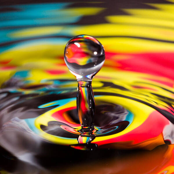 Abstract Art Print featuring the photograph Colorful Water Drop Yellow by SR Green