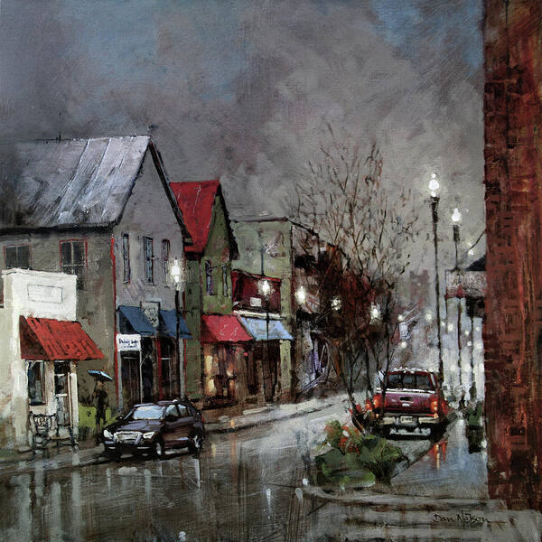 Columbia Nc Art Print featuring the painting Columbia Rain by Dan Nelson