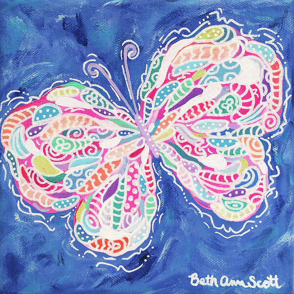 Butterfly Art Print featuring the painting Confetti by Beth Ann Scott