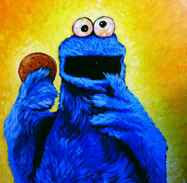 Cookie Monster Muppets Sesame Street Art Print featuring the painting Cookie Monster by Steve Hunter
