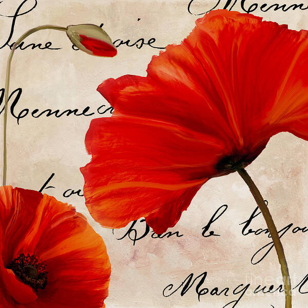 Poppies Art Print featuring the painting Coquelicots Rouge II by Mindy Sommers