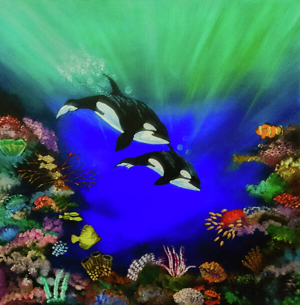 Reef Art Print featuring the painting Coral reef by Faa shie