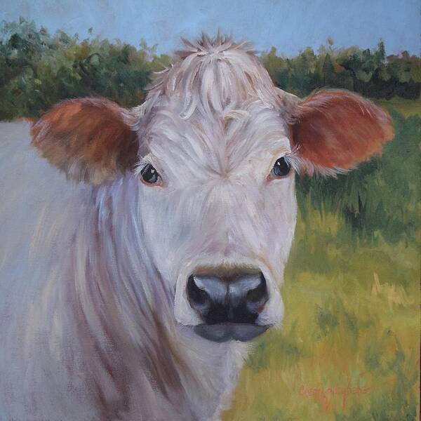 Animal Art Print featuring the painting Cow Painting Ms Ivory by Cheri Wollenberg