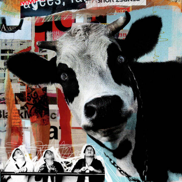 Cow Art Print featuring the digital art Cow wow by Luz Graphic Studio