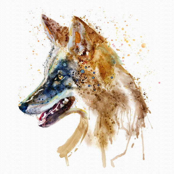 Marian Voicu Art Print featuring the painting Coyote Head by Marian Voicu