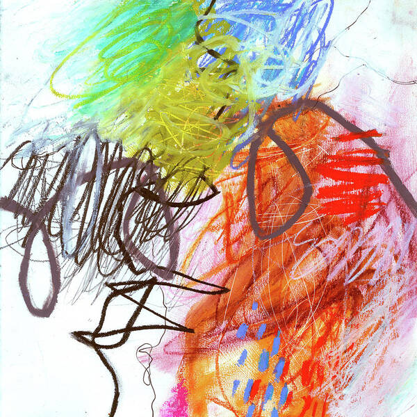  Jane Davies Art Print featuring the painting Crayon Scribble#2 by Jane Davies