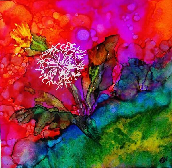 Alcohol Ink Art Print featuring the painting Crazy Weeds - 247 by Catherine Van Der Woerd