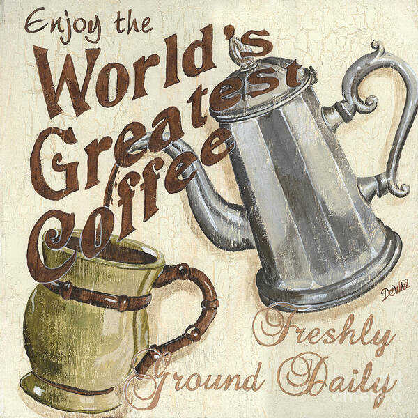 Coffee Art Print featuring the painting Cream Coffee 1 by Debbie DeWitt