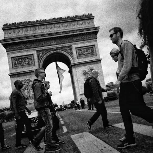 Blackandwhite Art Print featuring the photograph Crossers

#architecture #people by Rafa Rivas