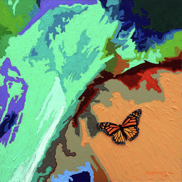 Butterfly Art Print featuring the painting Crossing The Border For A New Life by John Lautermilch