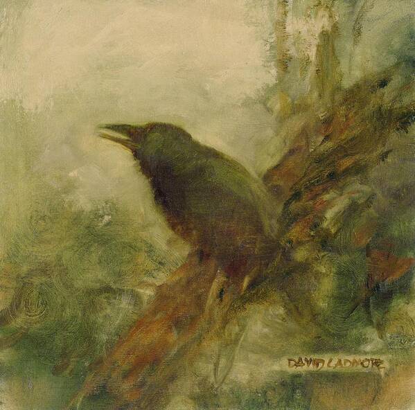 Crow Art Print featuring the painting Crow 14 by David Ladmore