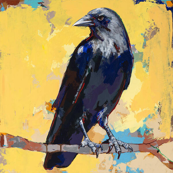 Crow Art Print featuring the painting Crow #4 by David Palmer