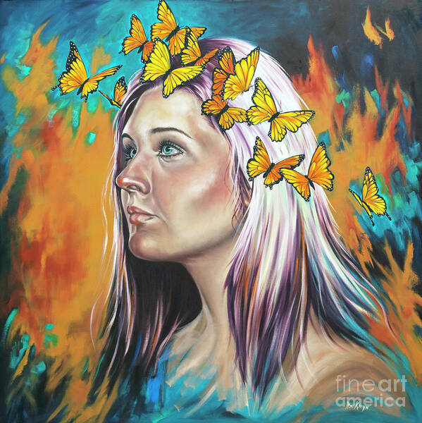 Portrait Art Print featuring the painting Crown of Transformation by Ilse Kleyn