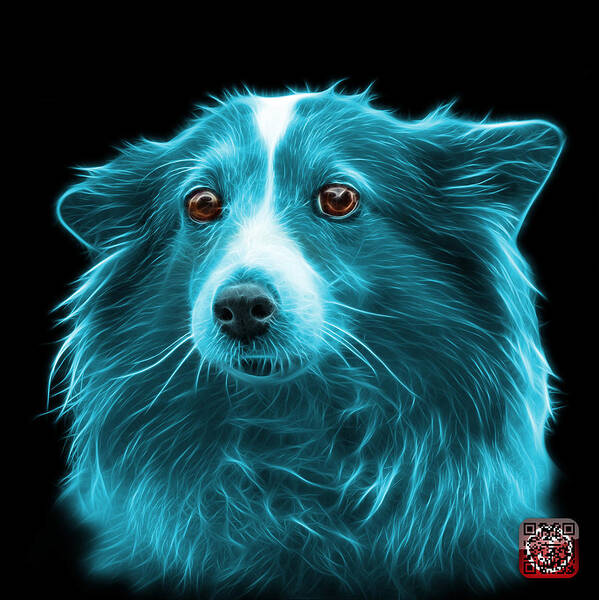 Sheltie Art Print featuring the mixed media Cyan Shetland Sheepdog Dog Art 9973 - BB by James Ahn