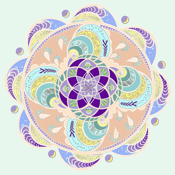 Mandala Art Print featuring the digital art Daisy Lotus Meditation by Deborah Smith