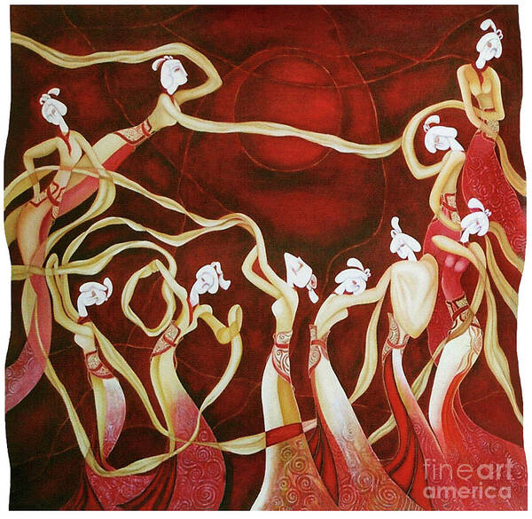 Traditional Figuration Art Print featuring the painting Dance With The Wind by Fei A