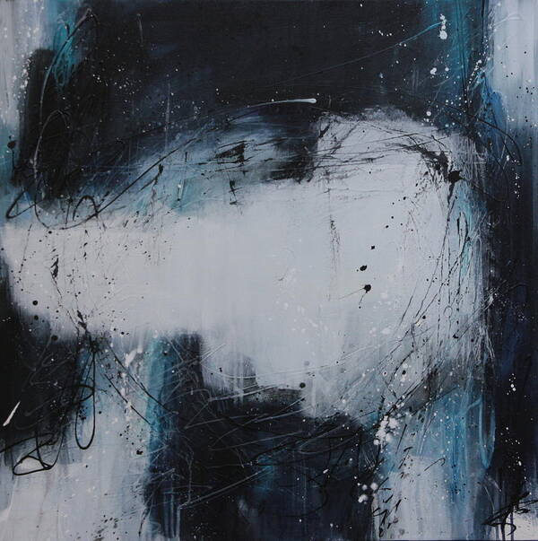 Abstract Painting In Blues Art Print featuring the painting Winter Nights by Lauren Petit