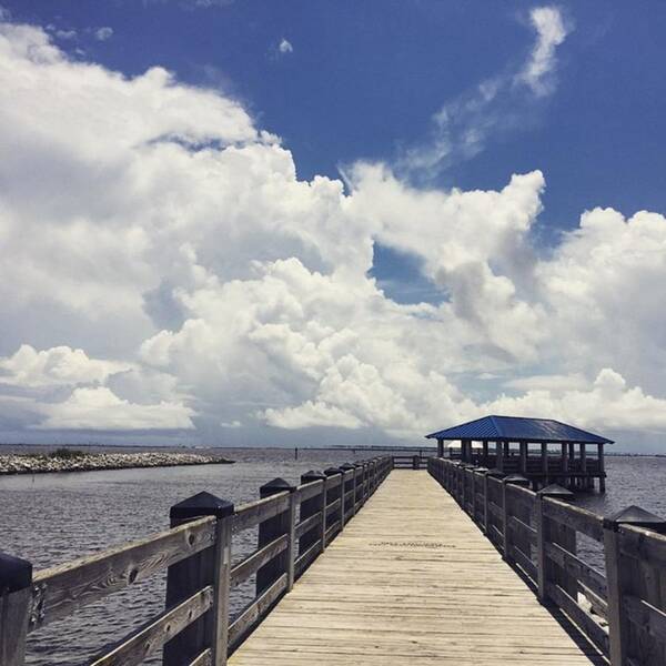 Mscoastlife Art Print featuring the photograph Day Clouds In Ocean Springs #pier by Joan McCool