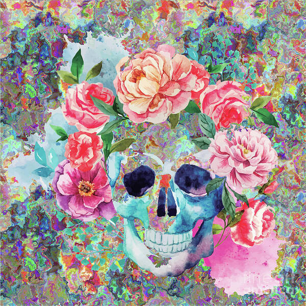 Watercolor Art Print featuring the digital art Day Of The Dead Watercolor by Digital Art Cafe