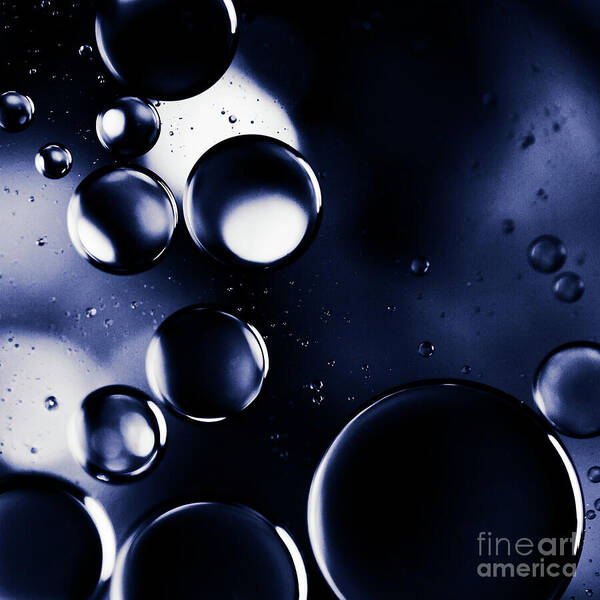 Macro Art Print featuring the photograph deep purple blue tones Macro Water Droplets by Sharon Mau