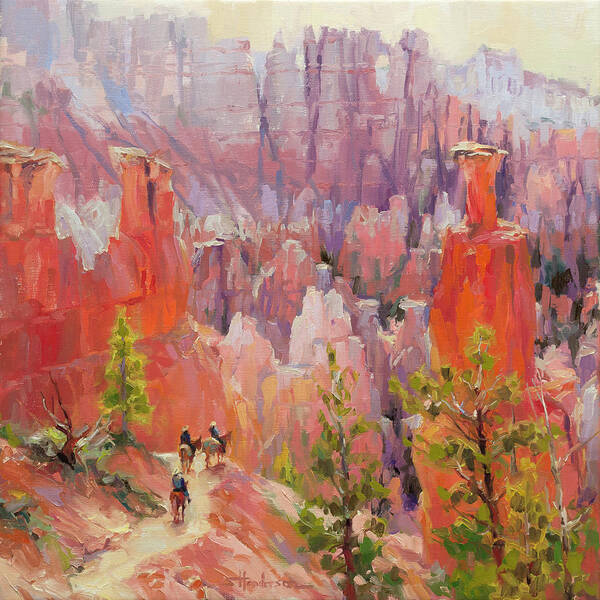 Southwest Art Print featuring the painting Descent into Bryce by Steve Henderson