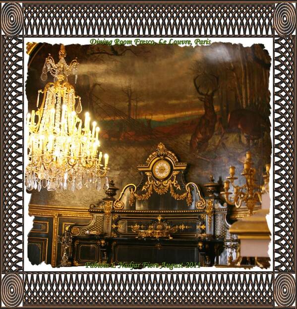 Gold Art Print featuring the photograph Dining Room Fresco by Fabiola L Nadjar Fiore