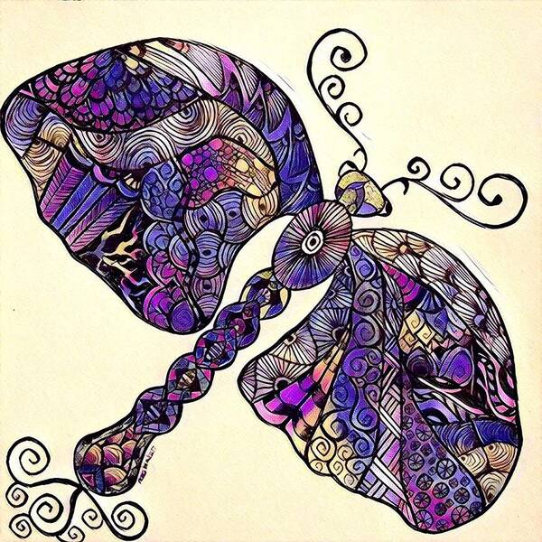 Dragonflies Art Print featuring the digital art Dragon fantasy 2 by Megan Walsh