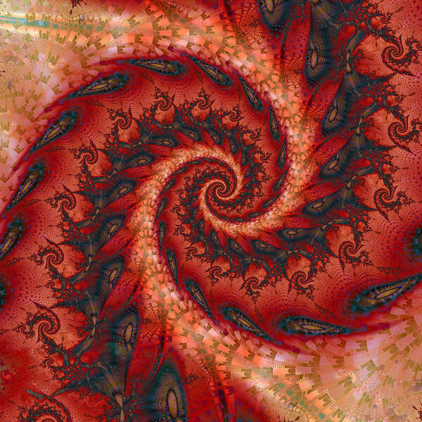 Fractal Art Print featuring the digital art Dragon Tail Spiral by Richard Ortolano